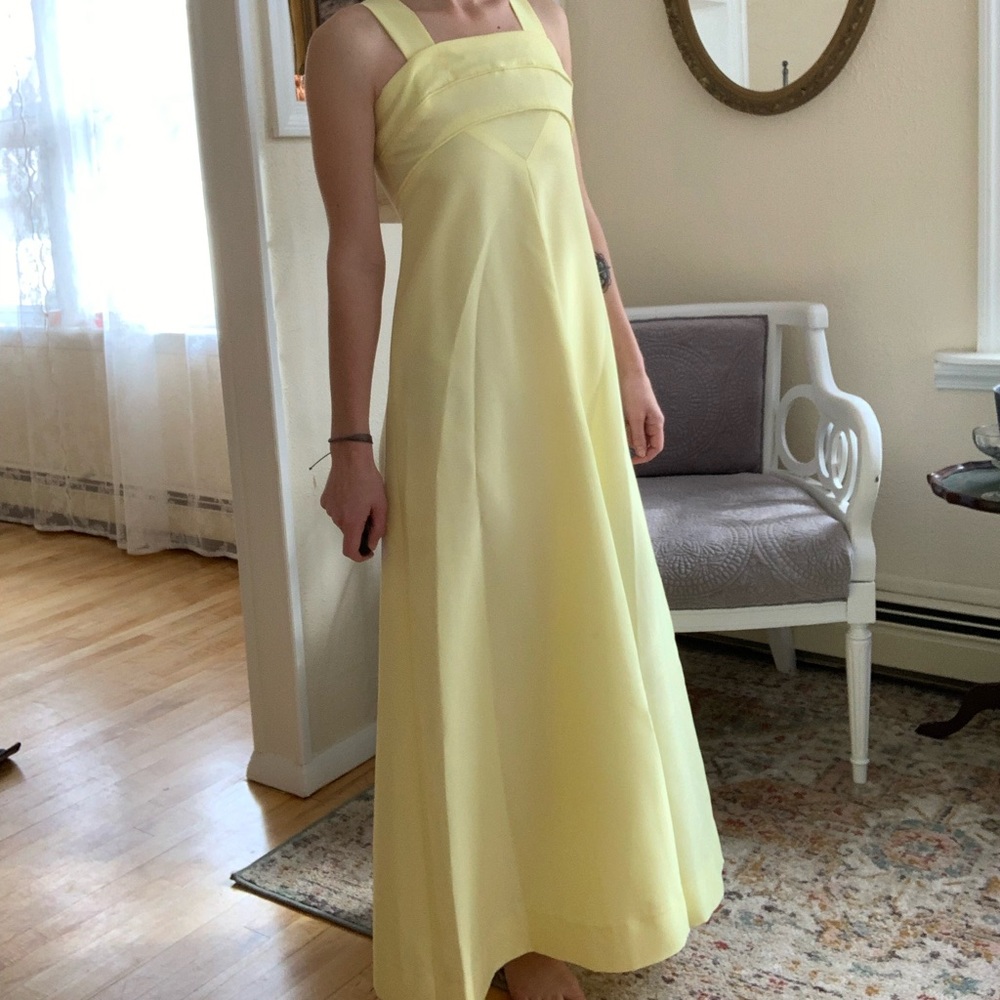 1970s Vintage Yellow Handmade Prairie Dress